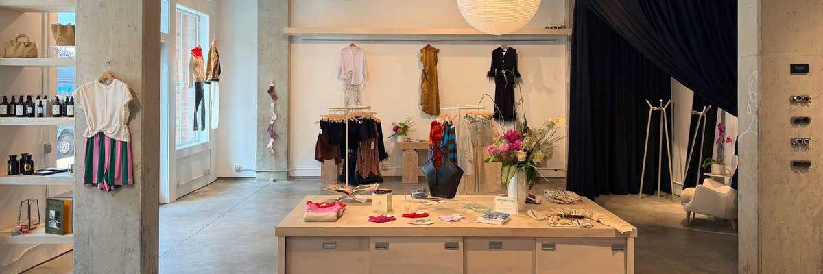 a boutique clothing shop in an industrial space