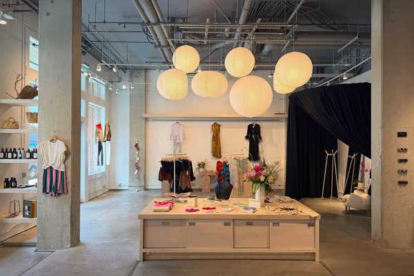 a boutique clothing shop in an industrial space