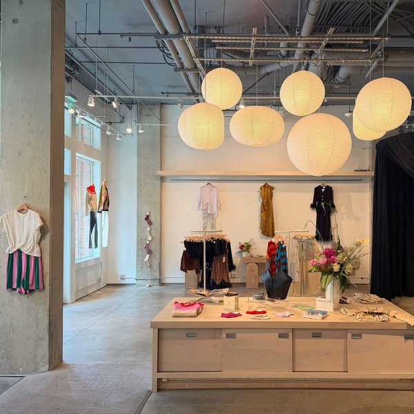 a boutique clothing shop in an industrial space