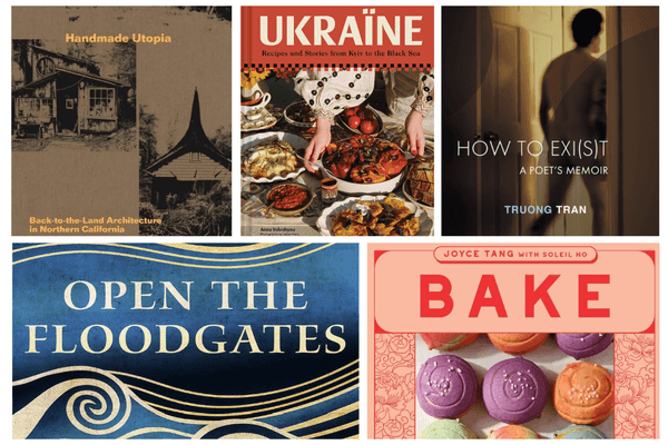 a collage of book covers by Bay Area authors