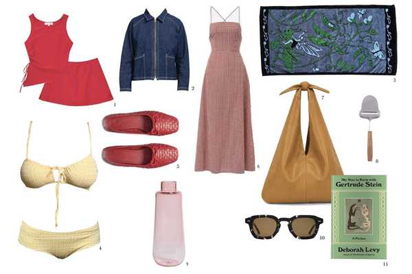 a collage of summer clothing and accessories