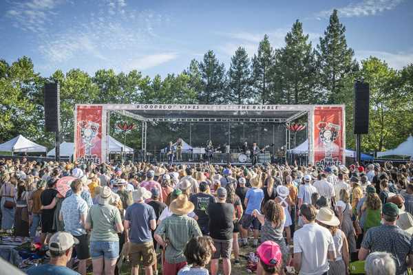 a crowd of festival goers watching a musical act on stage