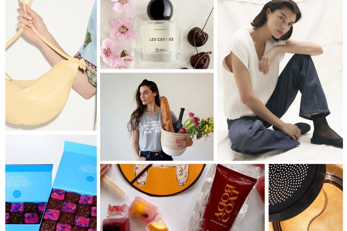 bag, t-shirt, perfume, lotion, chocolate