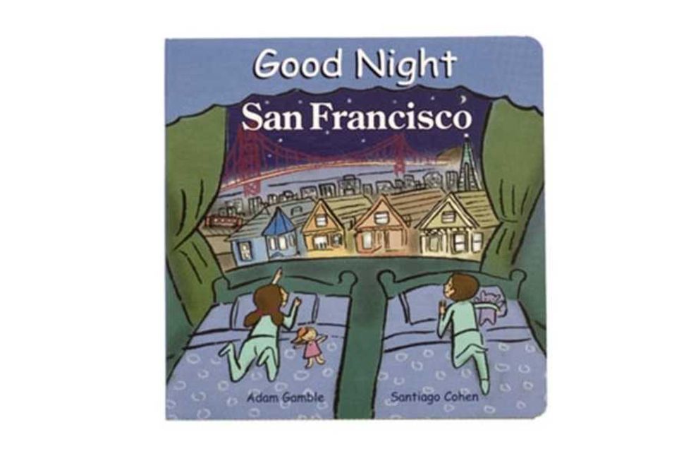 Children in bed, cityscape view, "Good Night San Francisco" cover.