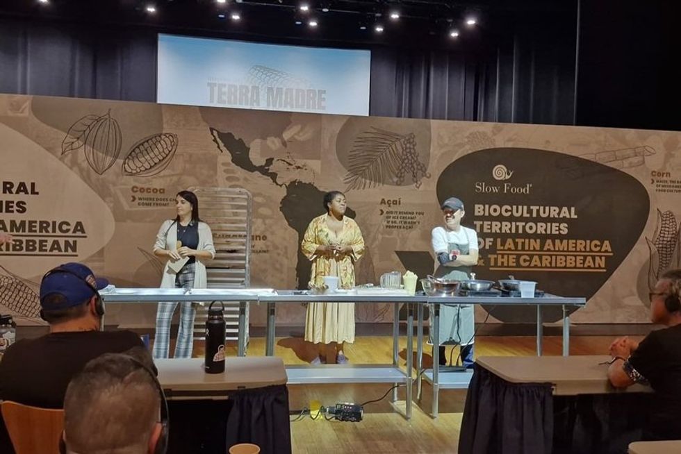 Culinary workshop at Terra Madre on Latin American biocultural food traditions.