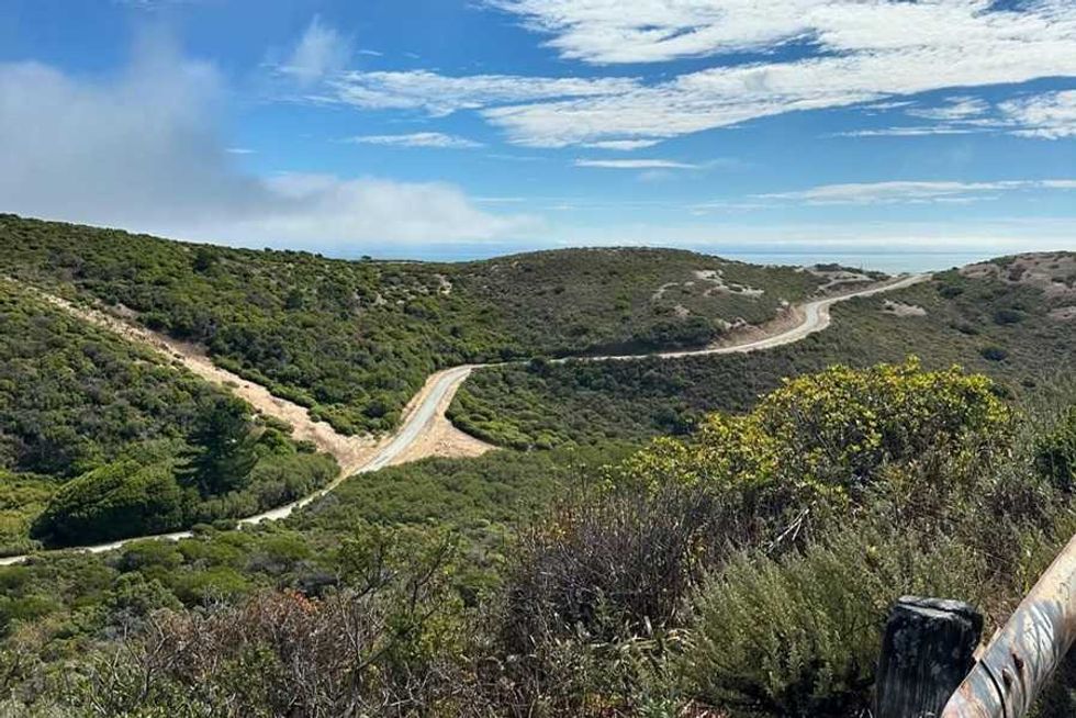 hiking trail with blue sky