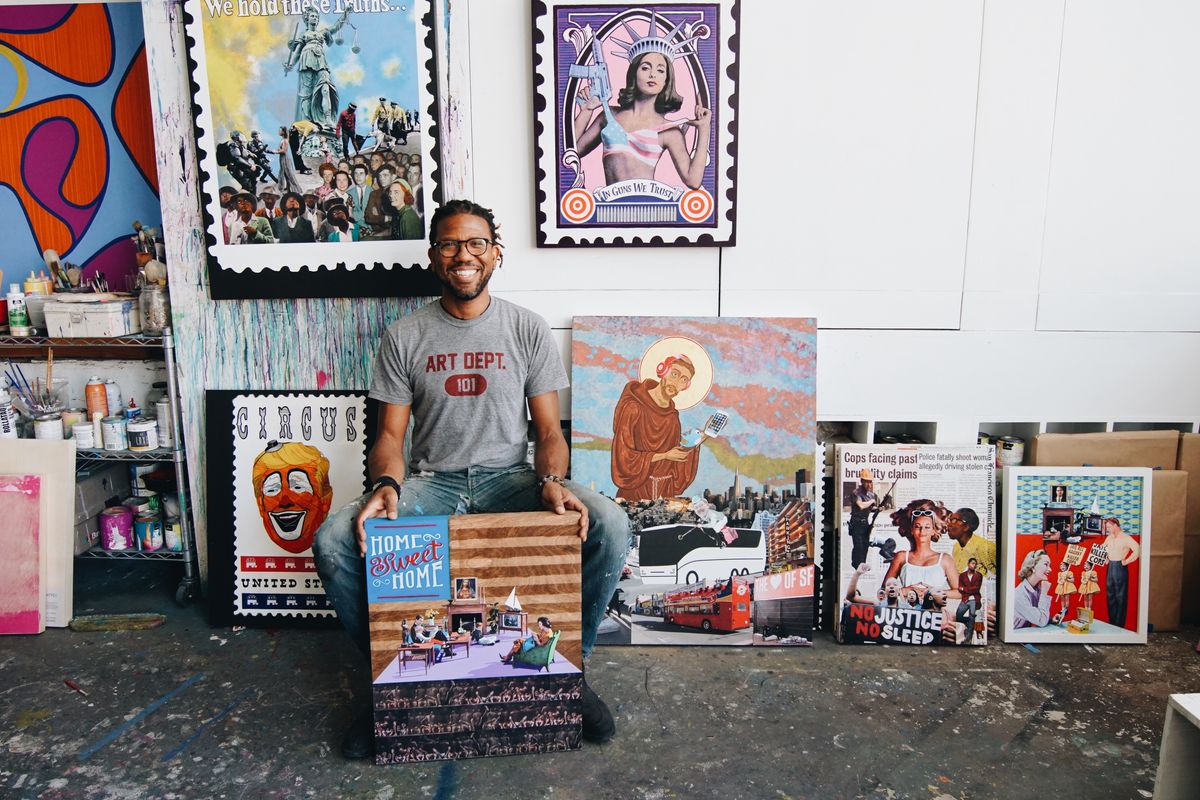 Artists with Double Lives: Mark Harris, Motorcycle Rental Associate and Collage Artist, Turns Political Conversations into Art