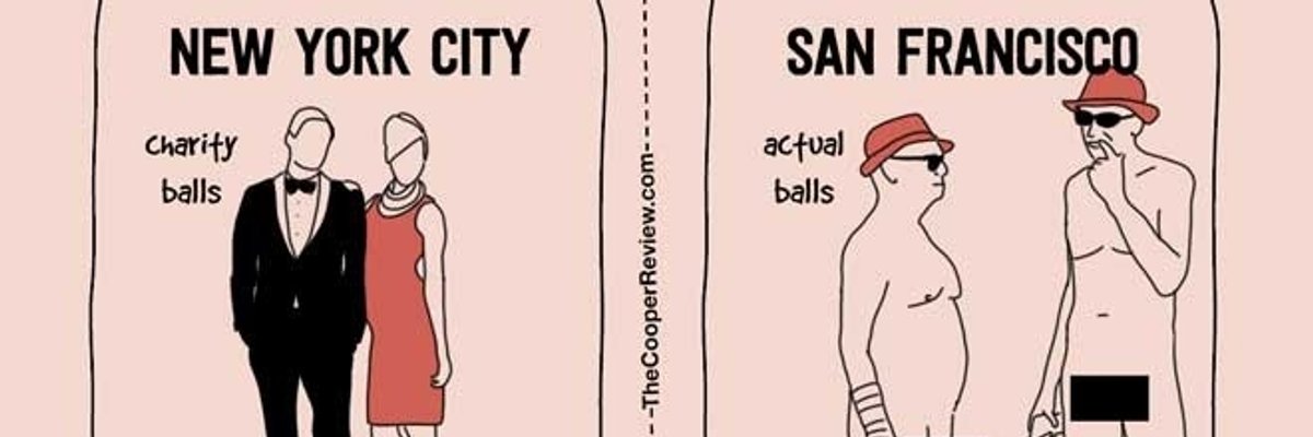 New comics on SF vs. NYC life have us thinking, "Yes and oh, yes"