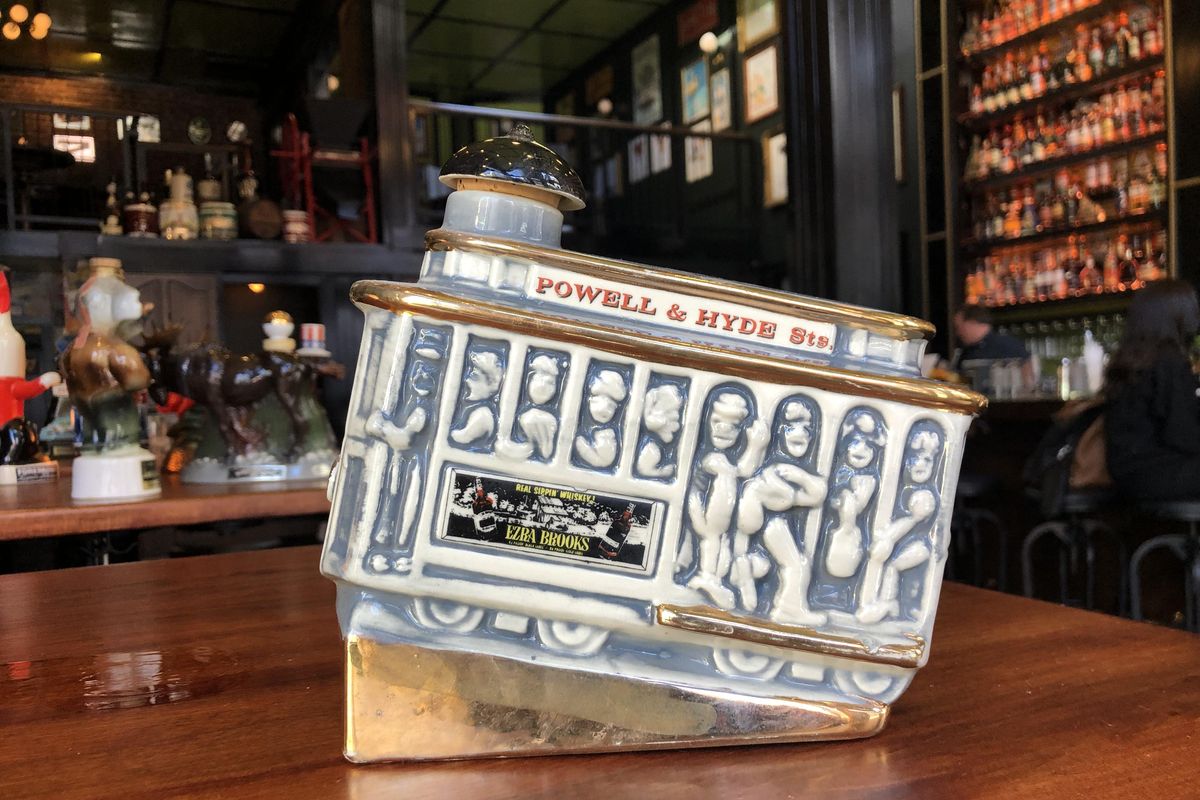 Drink up the history of American whiskey in kitschy collectible decanters at SF's Bottle Club Pub