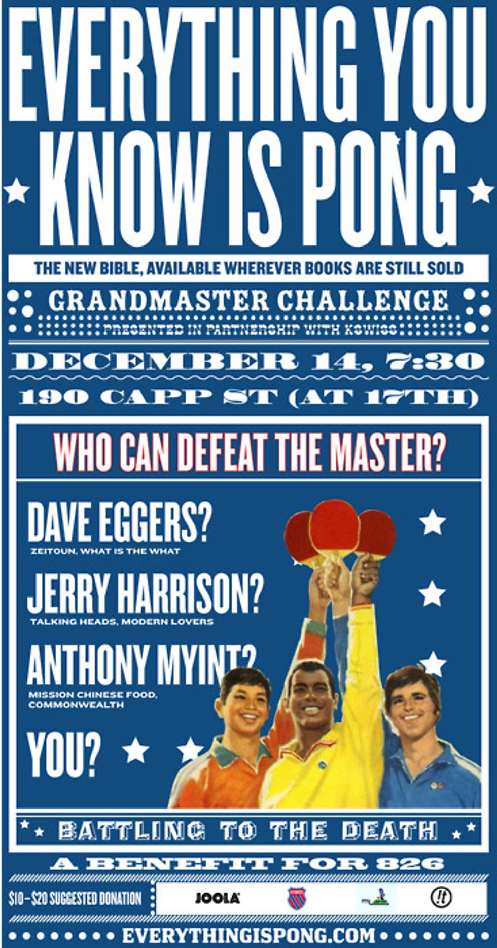 Dave Eggers, Anthony Myint Stage Epic Ping Pong Battle To Benefit 826 Valencia Next Week