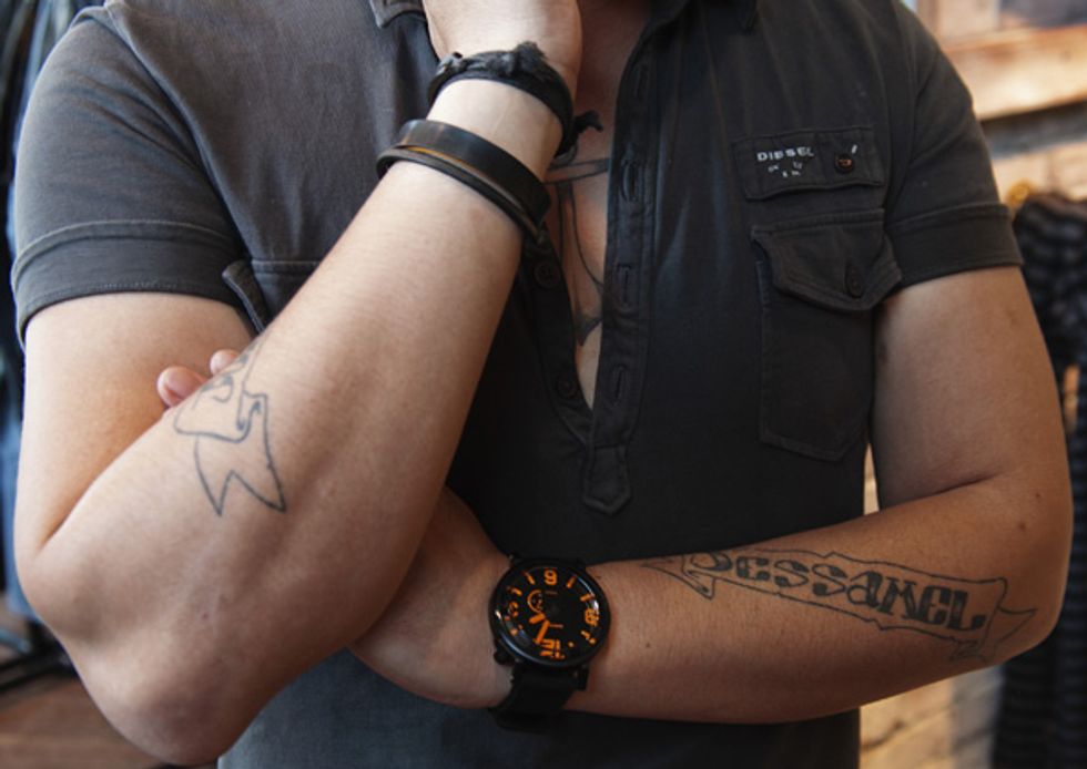 SF Street Style: Ink Accessories, Peacock Hair + Man Sandals in the Castro