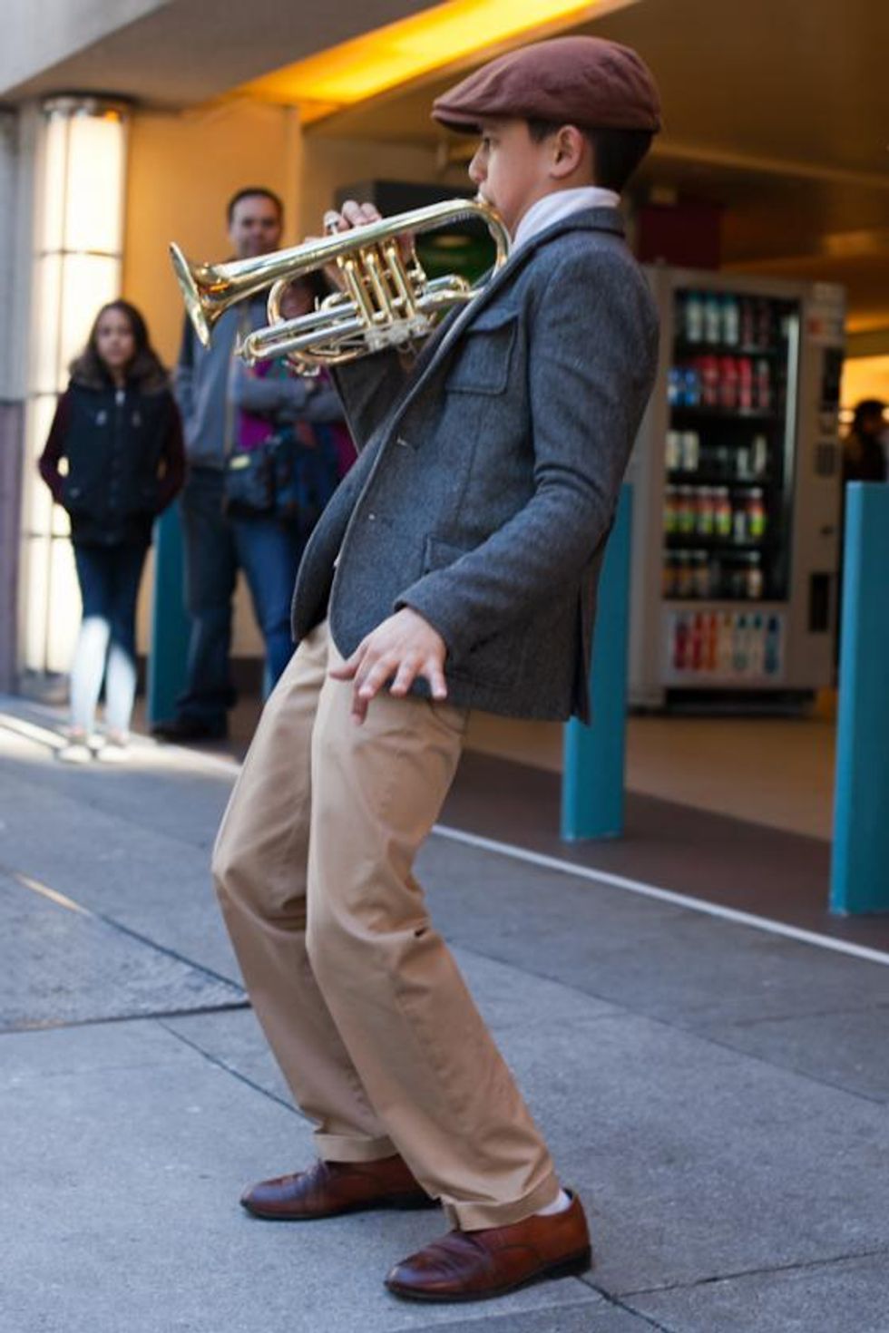 SF Street Style: The Trumpet Kid in the Financial District