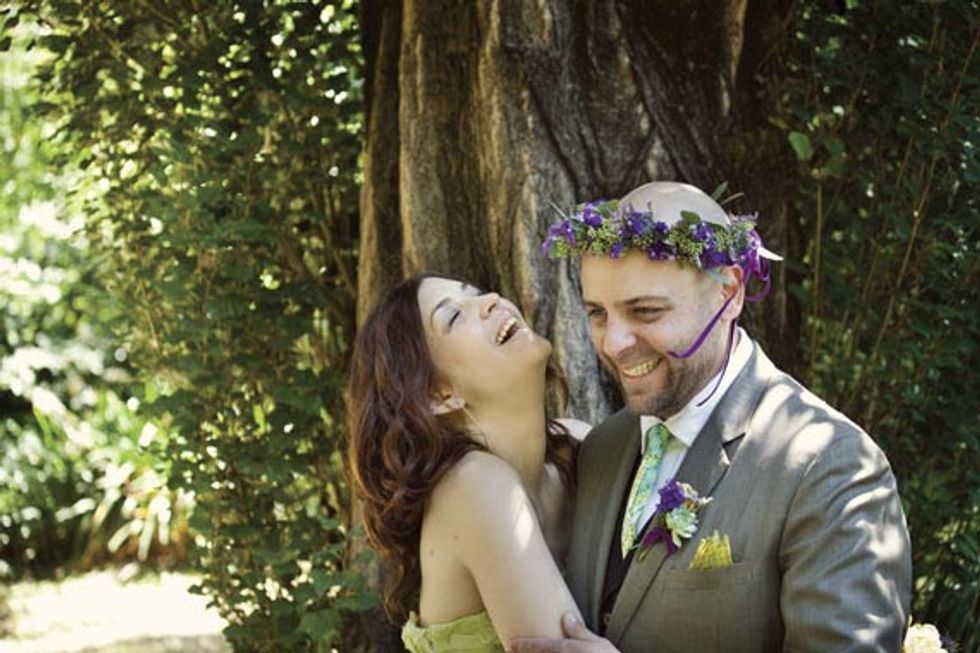A Green-Hued Wedding in the Woods