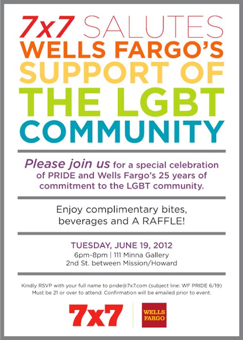 You're Invited: 7x7 and Wells Fargo's Pride Celebration 2012