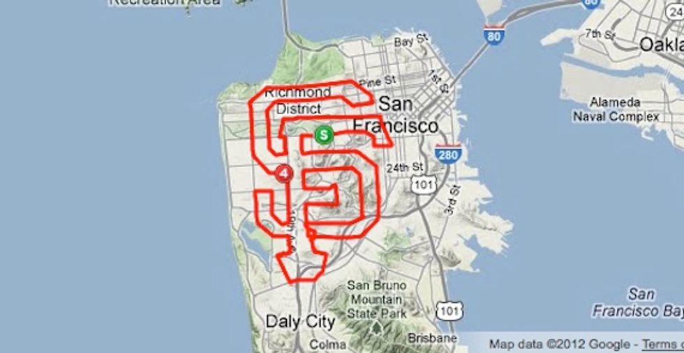 Local Cyclist Rides SF Giants Logo Across the City
