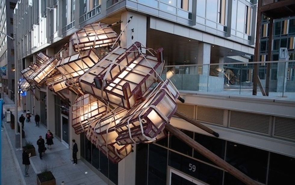 Caruso's Dream Suspends Glowing Pianos Over Ninth Street