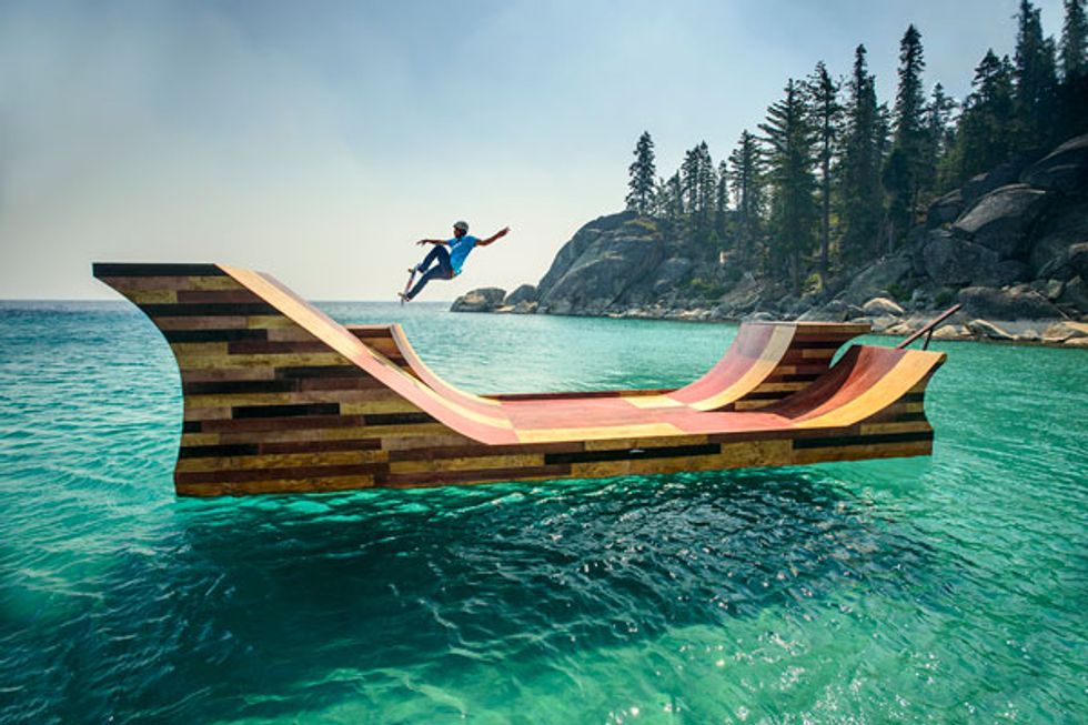 Watch Bob Burnquist Skate on a Floating Half-Pipe in the Middle of Lake Tahoe