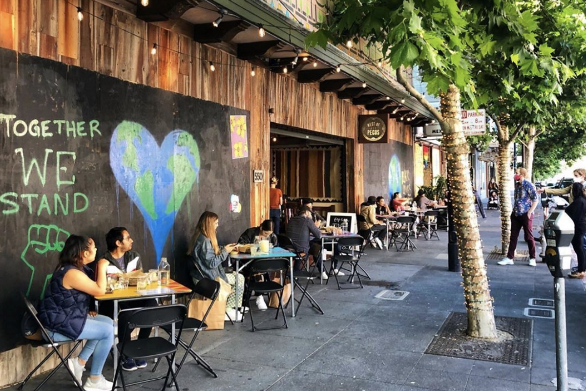 Valencia Street goes car-free on weekend evenings for outdoor shopping, dining, and drinks
