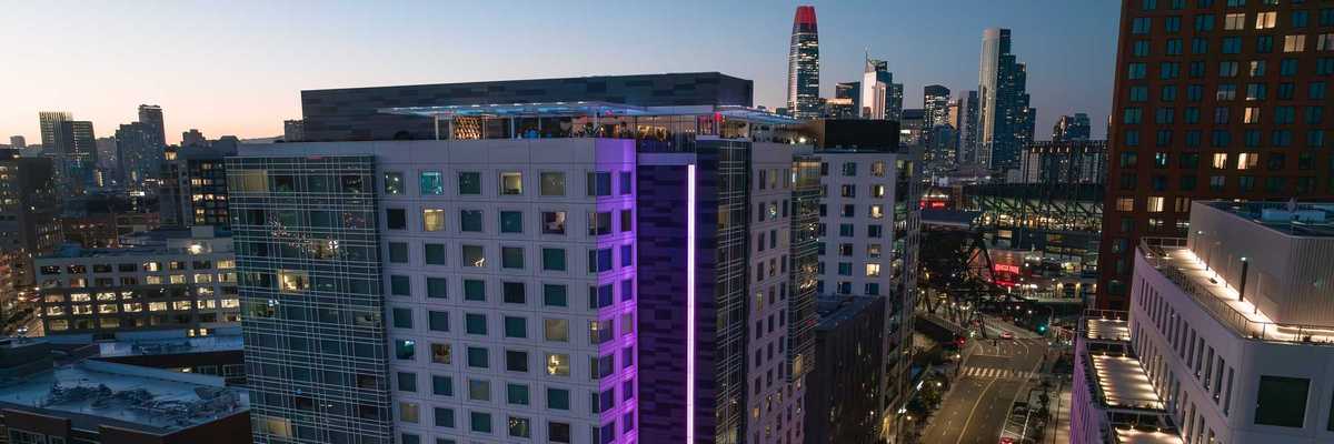 Mission Bay neighborhood of San Francisco, urban and at sunset