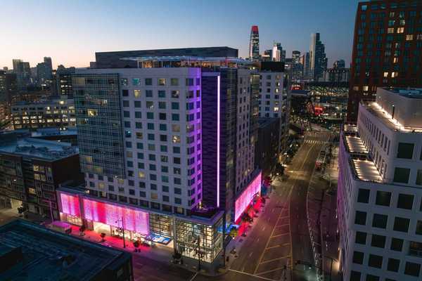 Mission Bay neighborhood of San Francisco, urban and at sunset