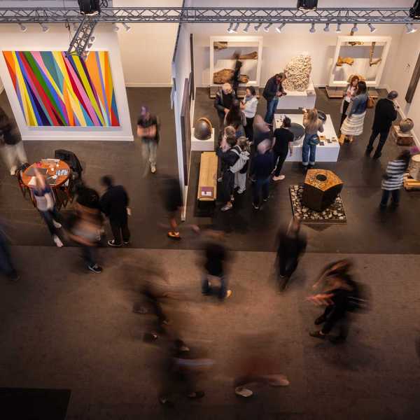 people in a gallery from above