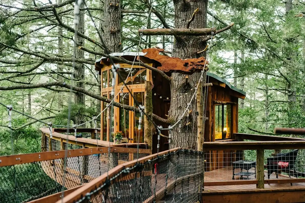 Sleep 40 feet above the ground in this treehouse at Salmon Creek Ranch.