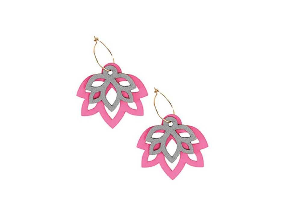 Stacked Lotus Neon Earrings