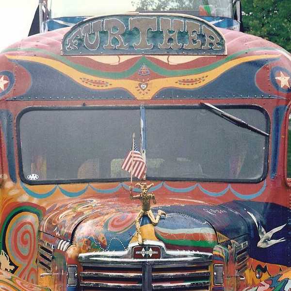 the Merry Prankster's psychedlically painted school bus that has the name Further at the top