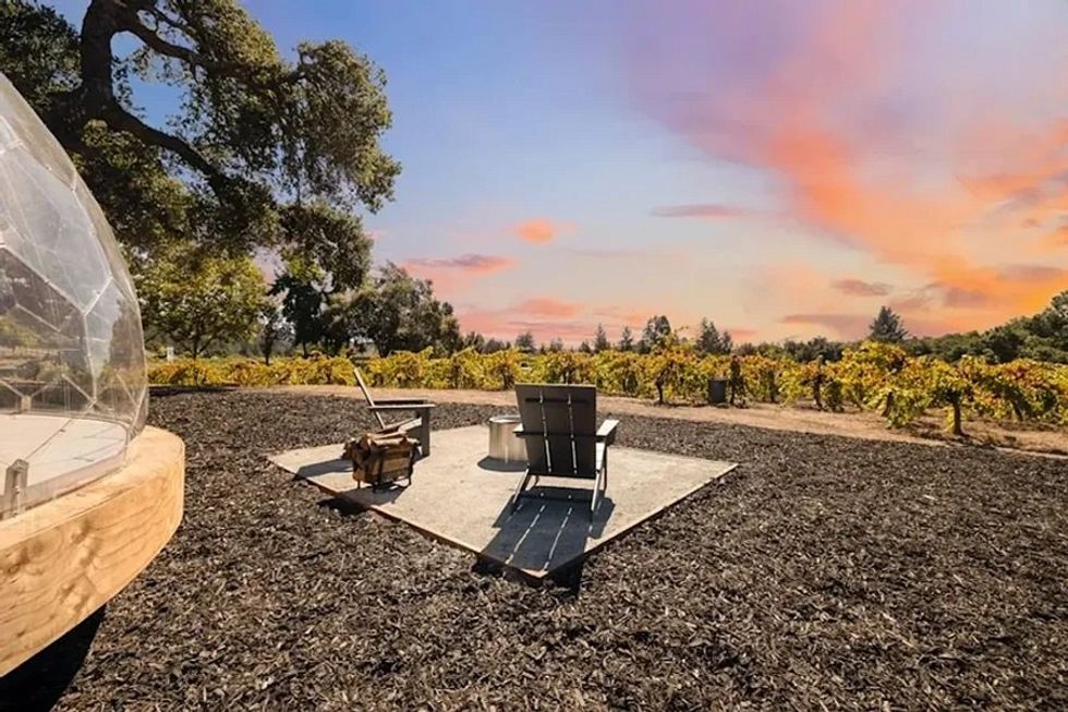 This dome puts campers next to four acres of vineyards.